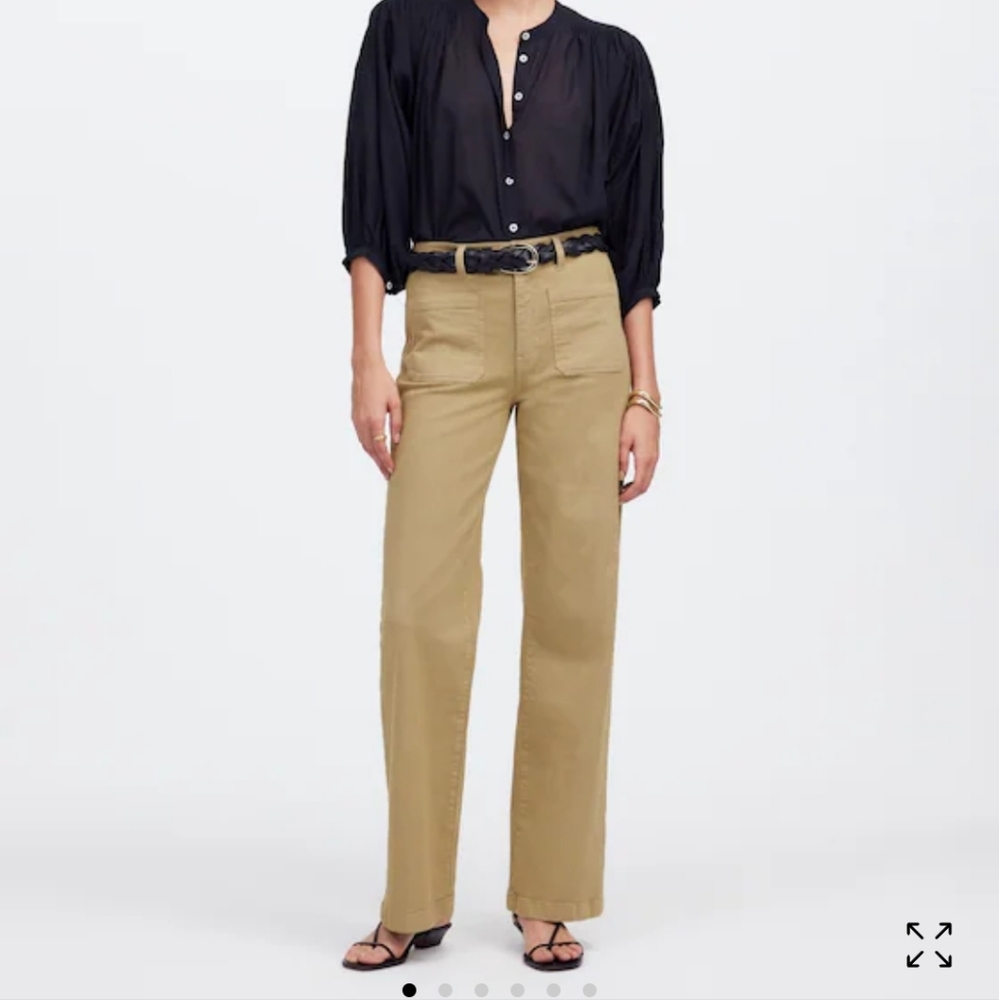 Madewell Emmett Wide-Leg Pant Patch Pocket Khaki 25